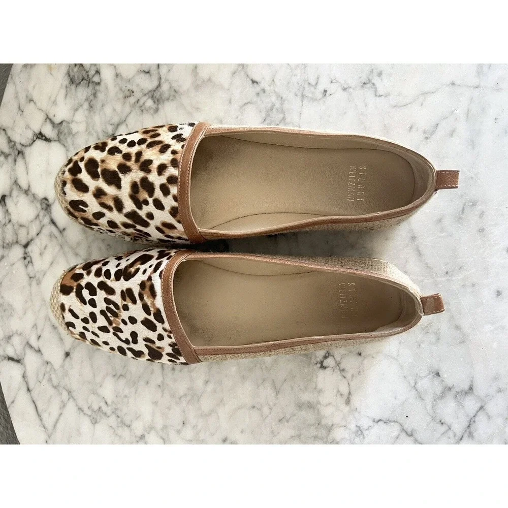 Stuart Weitzman Womens Espadrille Slip On Shoes Size 8 M Animal Print Jute